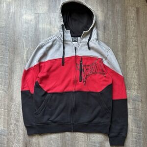 Tap Out Sweater Adult L  Red Black MMA Sweatshirt Full Zip Hoodie Mens Block